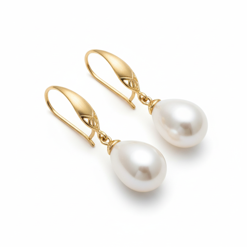 Gold Plated Pearl Drop Earrings